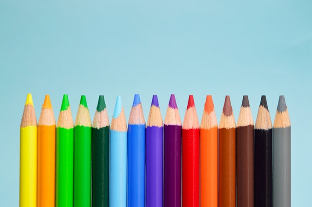 Set of coloring pencils. Color or draw to relieve stress after work. My Fit Habits