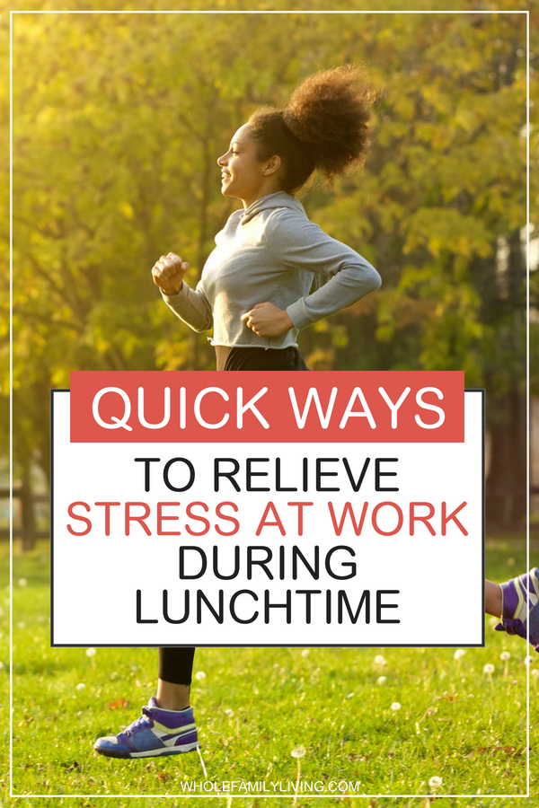 Quick Tips to Relieve Stress at Work During Lunchtime. Woman jogging in the park.