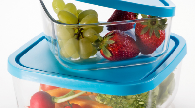 Fruit in a glass storage container with lid. Non-toxic Glass Food Storage - Whole Family Living