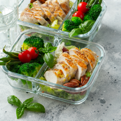 Meal prep containers on the counter. Tips for Easy Meal Planning and Prep - Whole Family Living
